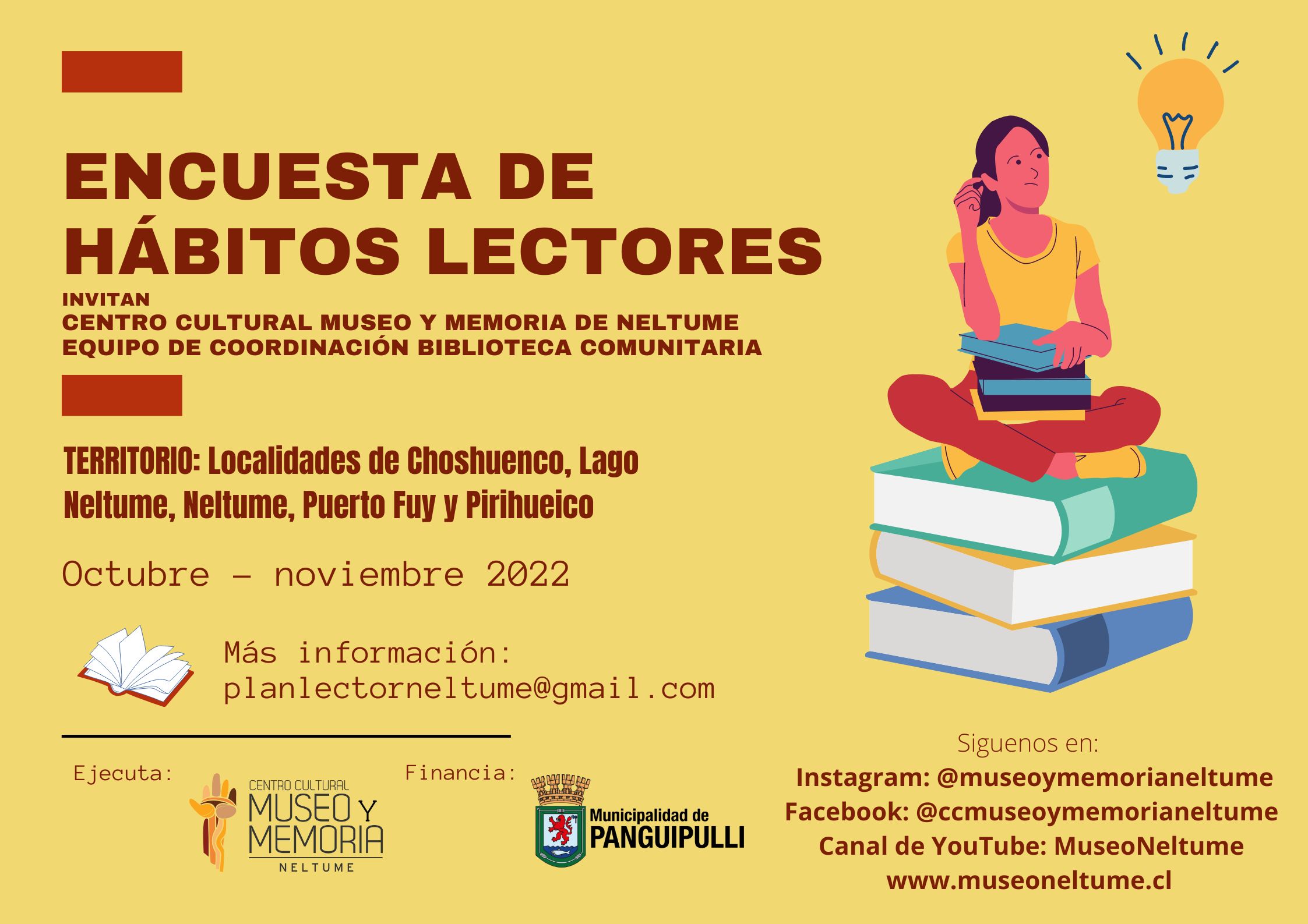 Museo de Neltume inicia aplicación de encuesta de hábitos lectores en la cordillera