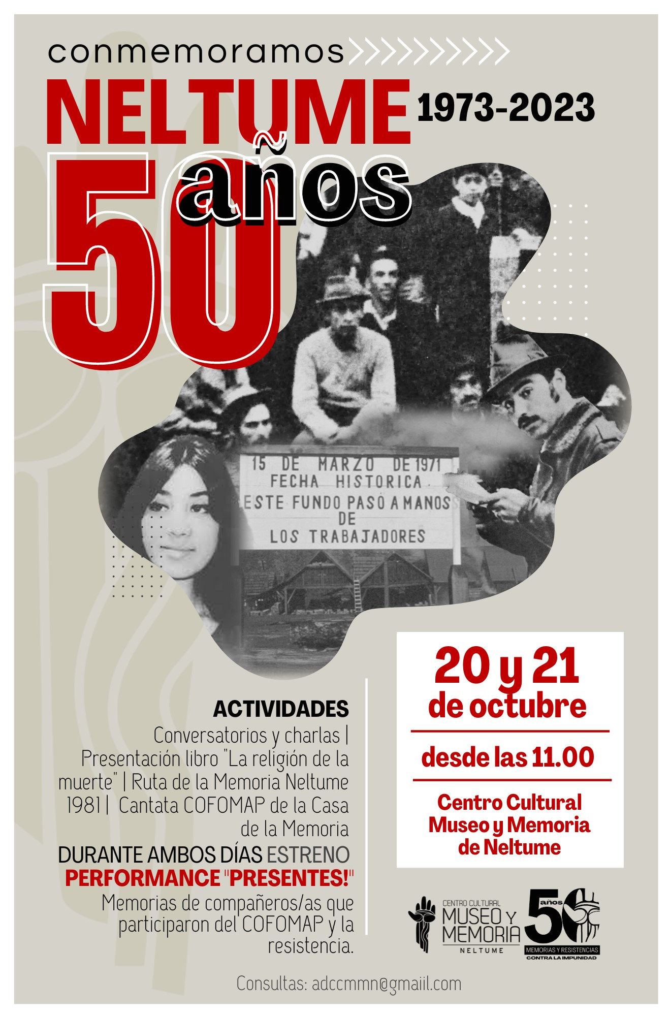 Programa e invitación a 50 años del Golpe de Estado en la Cordillera – Neltume